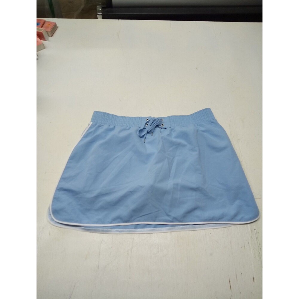 NEW YORK LAUNDRY PETITE MED BLUE SKORTS STRETCH  WHITE STRIPE